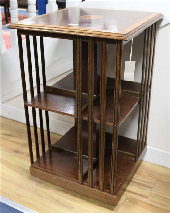 An inlaid revolving bookcase, H.79cm